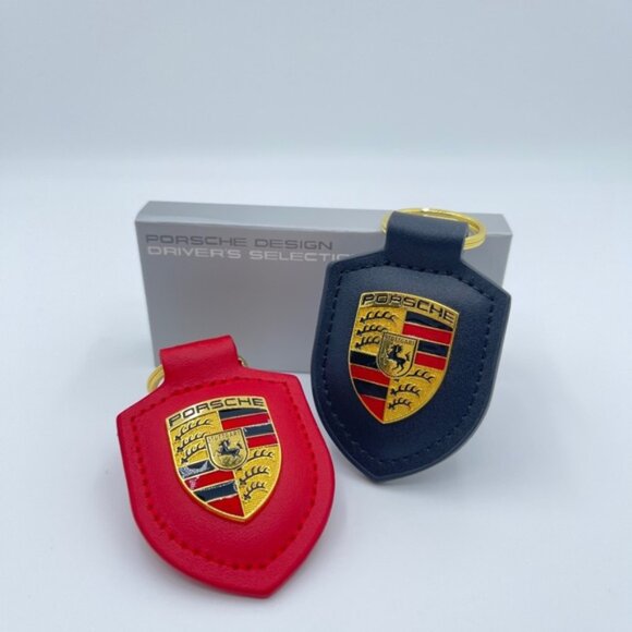 NWT PORSCHE Leather Keychain RED & BLACK gift set brand new - Picture 3 of 3